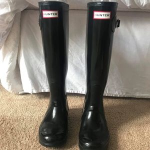 Womens Original Tall Gloss Rainboots - Black